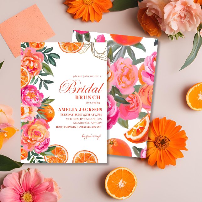 Summer Citrus Colorful floral Bridal Brunch  Invitation (Creator Uploaded)