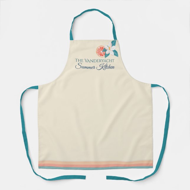 Summer Citrus & Floral Coastal Kitchen Design Apron (Front)