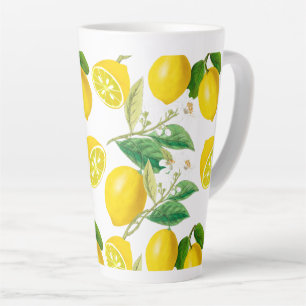 Summer, citrus ,floral Mediterranean style ,lemon Latte Mug