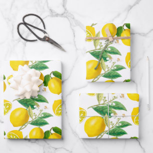 Summer, citrus ,floral Mediterranean style ,lemon Wrapping Paper Sheets