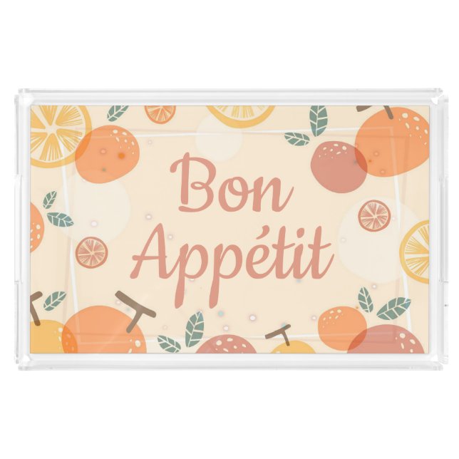 Summer Citrus Fruit Modern Bon Appetit Acrylic Tray (Front)