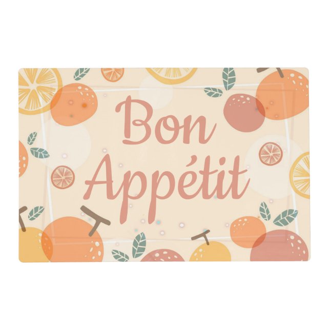 Summer Citrus Fruit Modern Bon Appetit Placemat (Front)