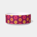 Summer Citrus Fruit Slice Tropical | Pet Name Bowl<br><div class="desc">This pretty citrus fruit pattern has a polka-dot-style seamless pattern made up of slices of orange,  tangerine and grapefruit on a summery purple background. Use the template to add your dog or cat's (or other pet's) name.</div>