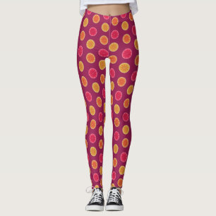 Summer Citrus Fruit Slice Tropical Pretty Pattern Leggings