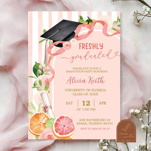 Summer Citrus Fruits Graduation Party Invitation (Creator Uploaded)