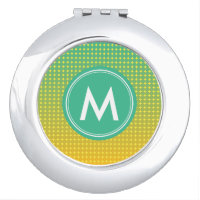 Summer Citrus Green and Orange Blend Monogram Comapct Mirror