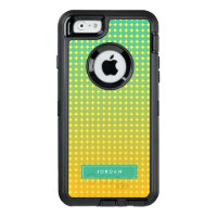Summer Citrus Green Orange Abstract Monogram OtterBox Defender iPhone Case