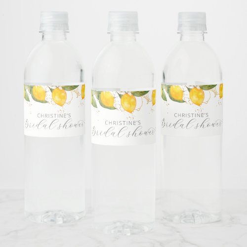 Summer Citrus Lemon Bridal Shower Water Bottle Label