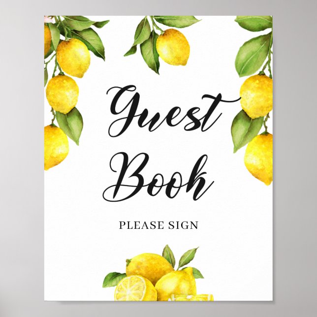 Summer Citrus Lemon Guest Book Sign Baby Shower (Front)
