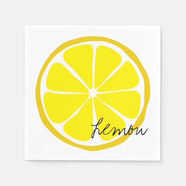 Summer Citrus Lemon Paper Napkin (Front)