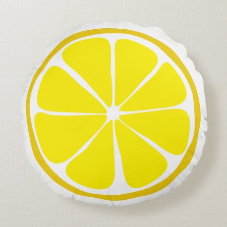Summer Citrus Lemon Round Pillow