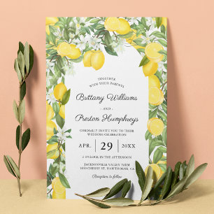 Summer Citrus Lemon Wedding Invitation