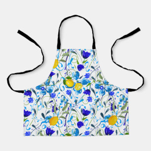 Summer citrus,lemons ,floral Mediterranean Apron