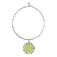 Summer Citrus Lime Charm Bangle Bracelet