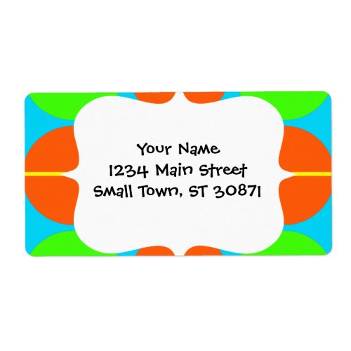 Summer Citrus Lime Green Orange Yellow Teal Circle Label