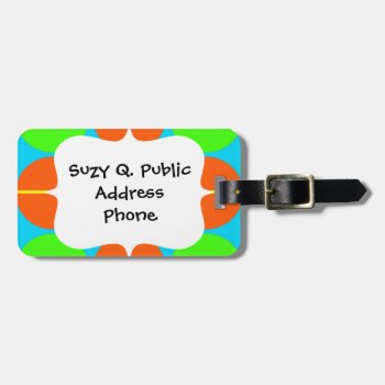 Summer Citrus Lime Green Orange Yellow Teal Circle Luggage Tag by PrettyPatternsGifts at Zazzle