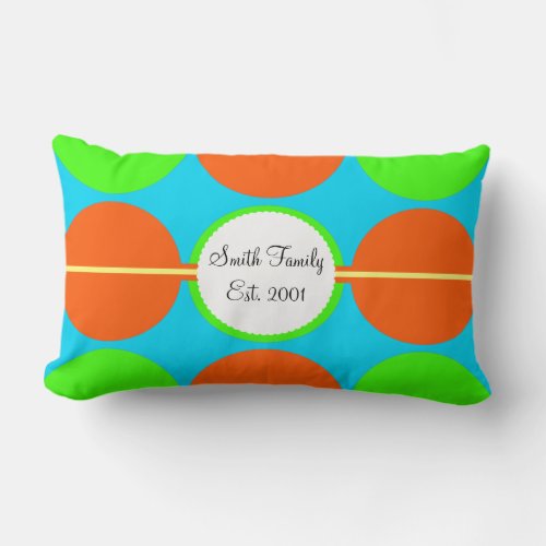 Summer Citrus Lime Green Orange Yellow Teal Circle Lumbar Pillow