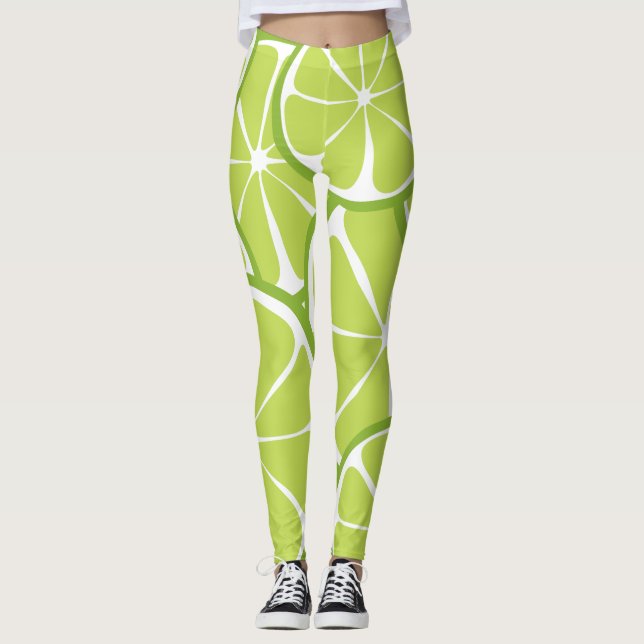 Summer Citrus Lime Leggings - Bold Print (Front)