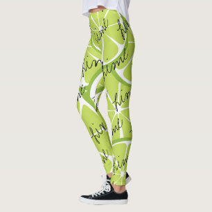 Summer Citrus Lime Leggings - Bold Print Plus