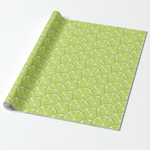 Summer Citrus Lime Slices Wrapping Paper