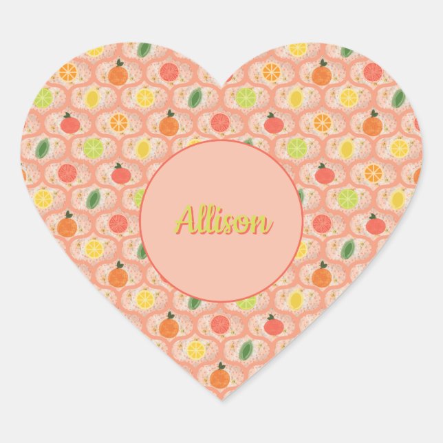 Summer Citrus Ogee Pattern Personal Sticker (Front)