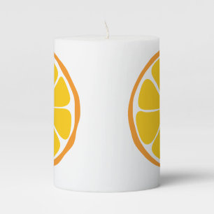 Summer Citrus Orange Print Pillar Candle