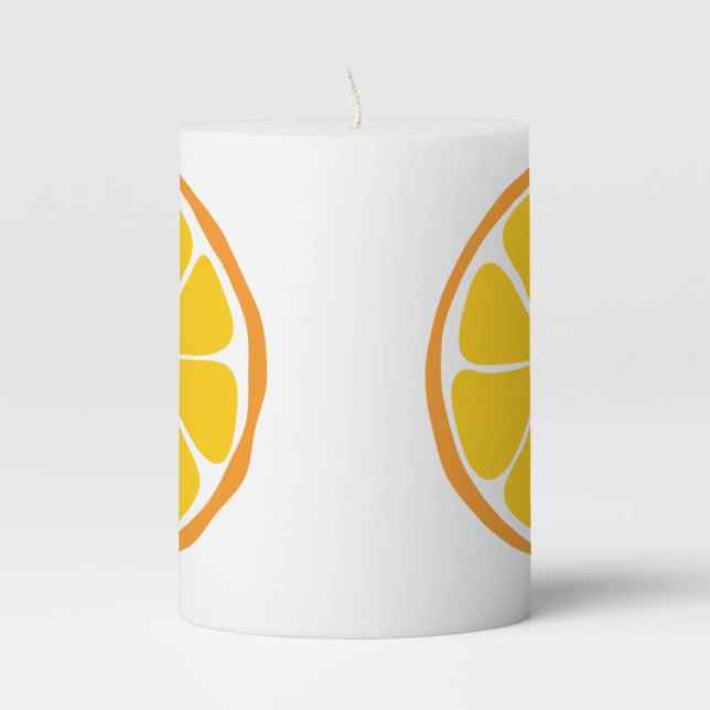 Summer Citrus Orange Print Pillar Candle (Front)