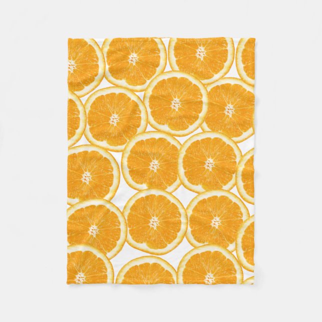 Summer Citrus Orange Slices Fleece Blanket (Front)