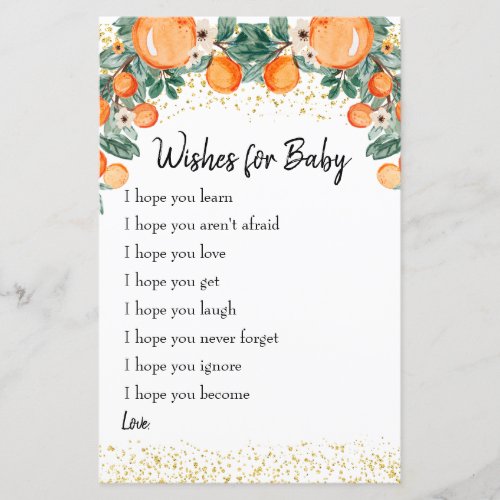 Summer Citrus Orange Wishes for Baby Card