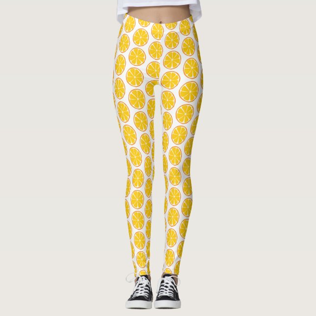 Summer Citrus Ornage Leggings - Tile Print (Front)