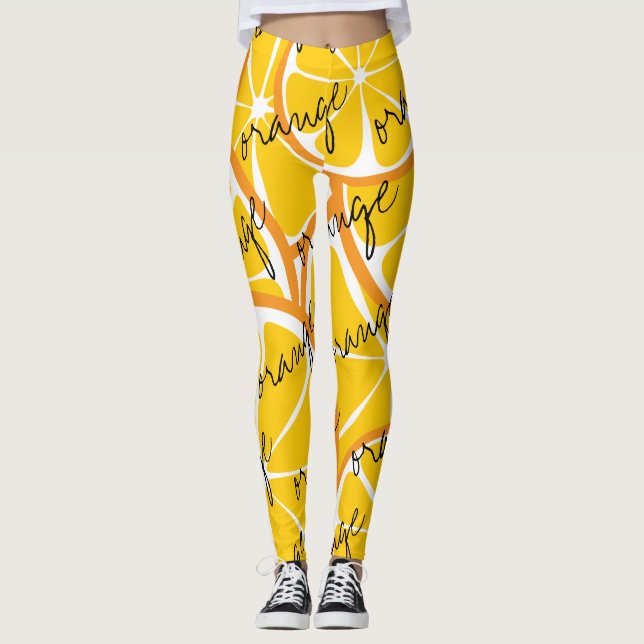 Summer Citrus Ornge Leggings - Bold Print Plus (Front)