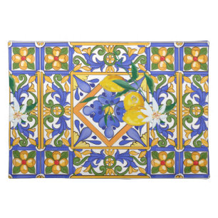 Summer,citrus,Sicilian,Mediterranean style,lemon,m Cloth Placemat