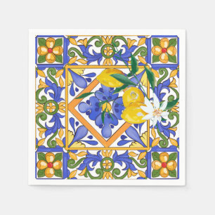 Summer,citrus,Sicilian,Mediterranean style,lemon,m Napkins