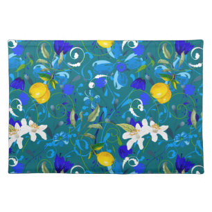 Summer, citrus ,Sicilian style ,lemon fruit Cloth Placemat
