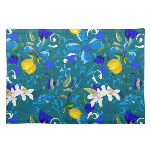 Summer, citrus ,Sicilian style ,lemon fruit      Cloth Placemat (Front)