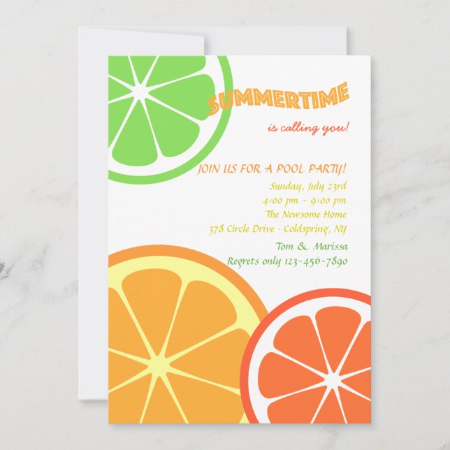 Summer Citrus Slices Invitation (Front)