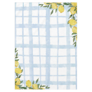 Summer Citrus Yellow Lemons Gingham Tablecloth