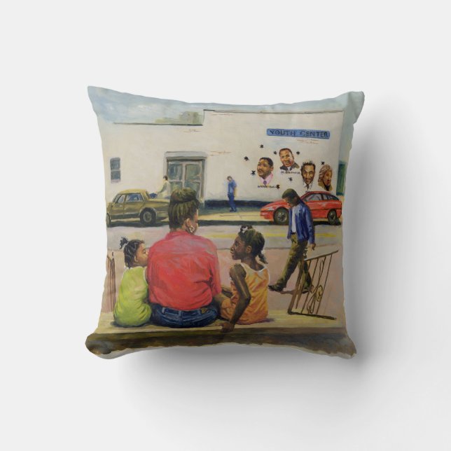 Summer City Stoop 2000 Throw Pillow (Front)