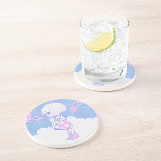 Summer Clouds, Girl and Kitty Coaster