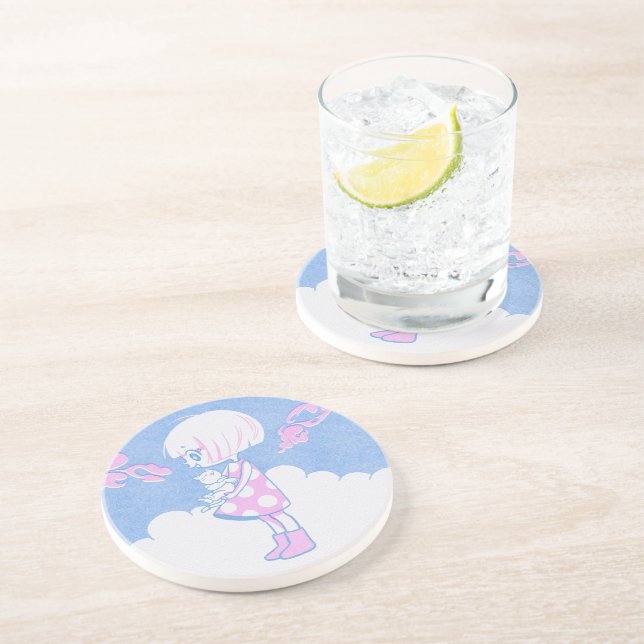 Summer Clouds, Girl and Kitty Coaster (Side)