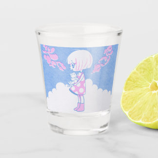 Summer Clouds, Girl and Kitty Shot Glass