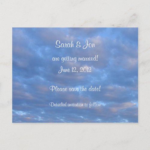 Summer Clouds Save the Date Wedding Postcard