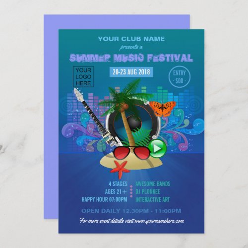 Summer Club Beach Party add logo Invitation