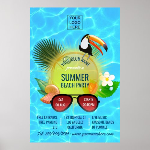 Summer ClubCorporate Beach Party advertisement Poster