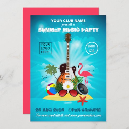 Summer Club Music Party add logo invitation