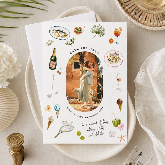 Summer Club Watercolor | Personalized Photo Save The Date (Creator Uploaded)