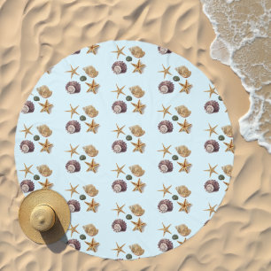 Summer coastal beach chic seashell starfish beach towel