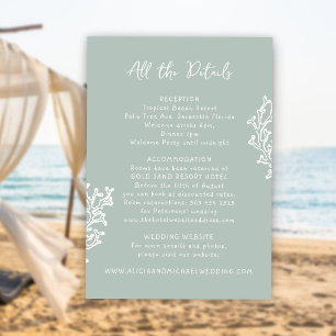 Summer coastal beach sage wedding guest details enclosure card