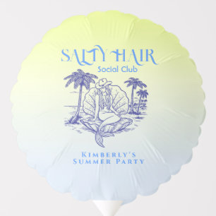 Summer Coastal Blue Mermaid Cowgirl Birthday Balloon