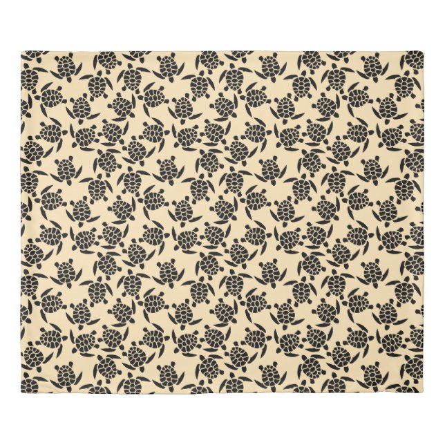 Summer coastal style repeating turtle pattern duvet cover (Front)